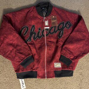 Mitchell & Ness Chicago Bulls x Purple Brand Full-Zip Bomber Jacket Size L